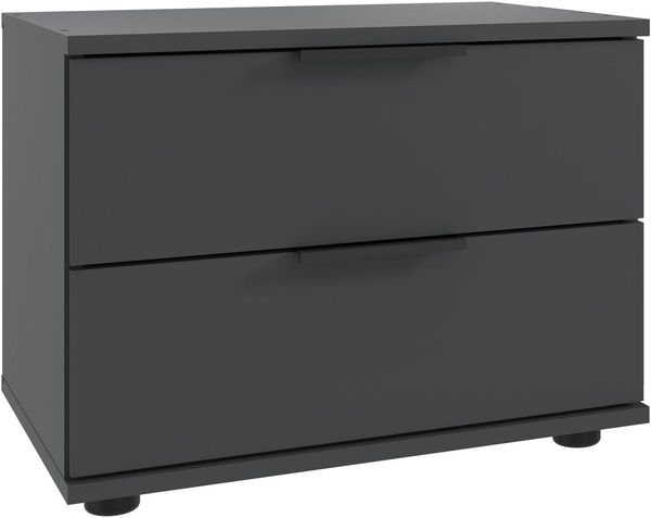 Wimex Nachtkommode Tilburg, einzeln oder im 2er Set, Made in Germany, Nachtschrank mit 2 Schubladen, schwarze Metallgriffe