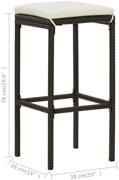 vidaXL Barhocker mit Kissen 3 Stk. Braun Poly Rattan 313442 Bild 8