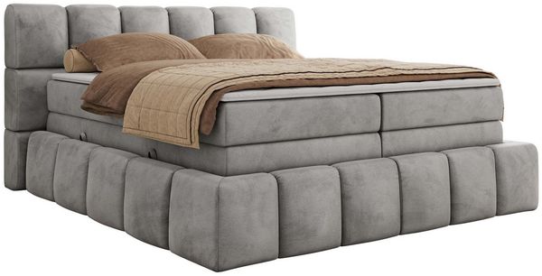 MKS MÖBEL Boxspringbett NIRA KING (Doppelbett-Set mit Topper & Bettkasten, 7-Zonen-Taschenfederkern, Härte H3/H4 wählbar, Topper 5 cm), breites, weiches Kopfteil, Komfortliegehöhe, robuste Ausführung Bild 2