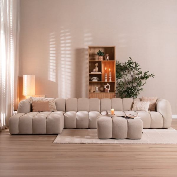 Bronx71 Ecksofa Luca XL Chenille Beige links
