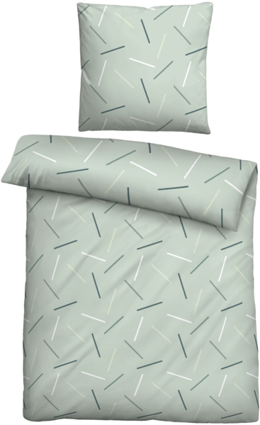 biberna Seersucker Bettwäsche 0025010 STÄBCHEN, hellgrün, 1x 135x200 cm + 1x 80x80 cm