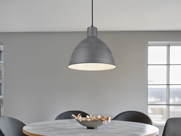Pendelleuchte TELME Industrial Style mit Metallschirm in Betonoptik, Ø 30cm