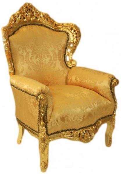 Casa Padrino Sessel King Gold Muster / Gold 85 x 85 x H. 120 cm - Barock Sessel