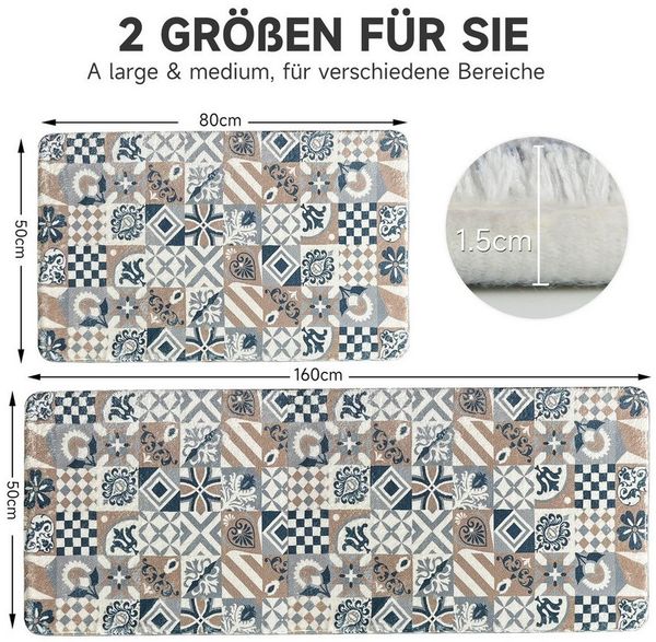 HOMELUX Badematte Badematte Badvorleger Badteppich Duschvorleger Set, Rutschfester Gummi, Lichtecht, Schallschluckend, Ruschsicher, Polyester, Größe: 50x160cm+50x80cm