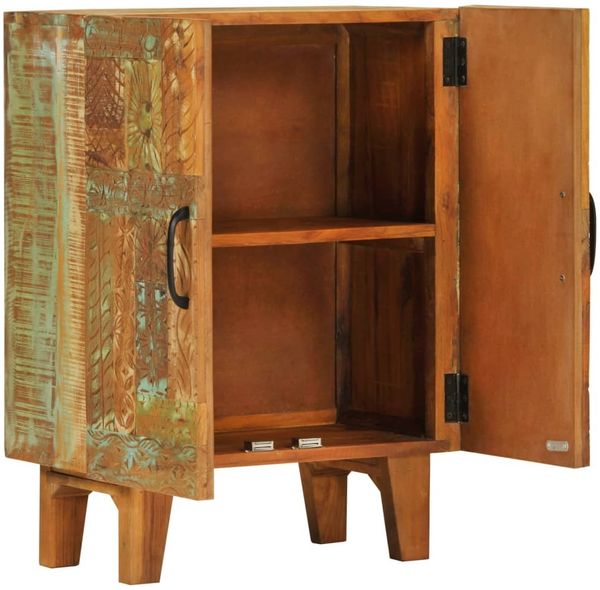 Sideboard, Kommode Handgeschnitzt 55x30x75 cm Altholz Massiv j1737p