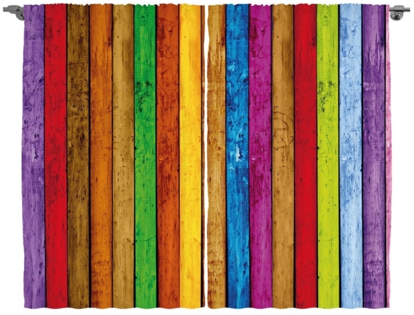 Abakuhaus Gardine Schlafzimmer Kräuselband Vorhang mit Schlaufen und Haken, Regenbogen Leuchtende Holz