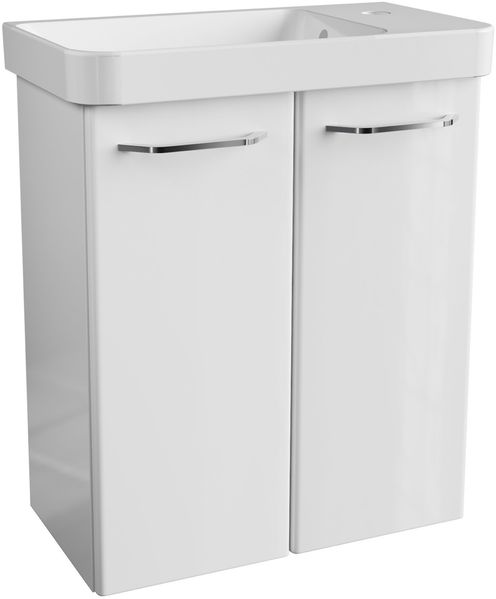FACKELMANN MILANO Gäste WC Waschtisch Set 55 cm breit, Weiß, Waschbecken Keramik Weiß
