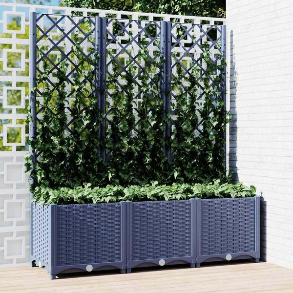 Blumenkübel | Pflanzkübel mit Spalier Blaugrau 120x40x136 cm PP