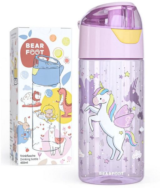 BEARFOOT Trinkflasche Trinkflasche Kinder, leichte Wasserflasche - Einhorn