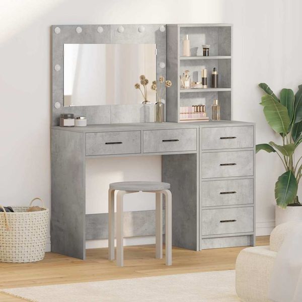 vidaXL Schminktisch mit Regal Grau 78,5 x 41 x 135 cm Holzwerkstoff 3334194