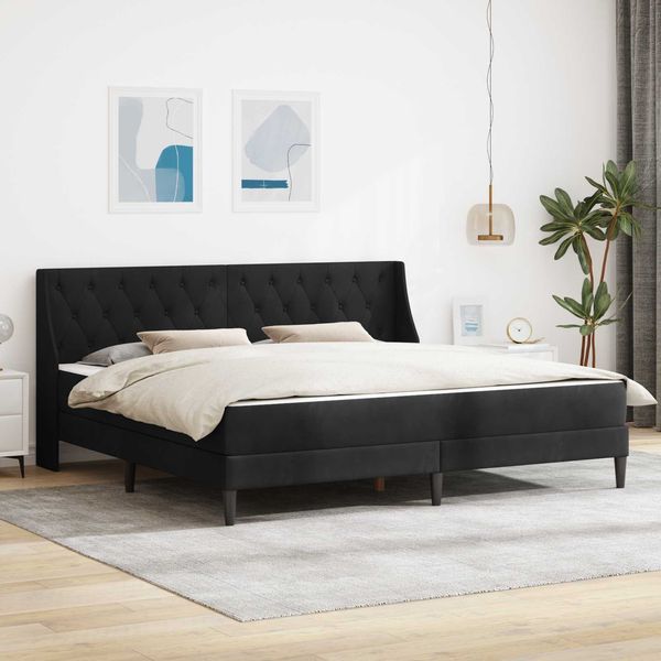 vidaXL Bettgestell mit Matratze mit Kopfteil Schwarz 180 x 200 cm Samt 3415243