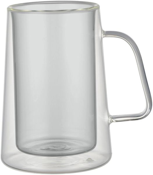 4 Tlg. Doppelwandige Kaffee- und Teegläser mit Henkel aus Glas 300ml Anthrazit