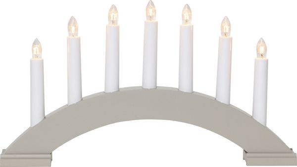 EGLO Lichterbogen Weihnachten mit 7 Kerzen, Fensterleuchter gebogen aus Holz in Beige, Schwibbogen mit Kabel, Weihnachtsbeleuchtung Fenster, E10 Fassung, warmweiß