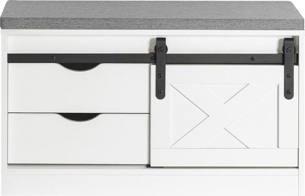 SoBuy FSR153-W Schuhbank, Spanplatte, Melamin, Weiß, 80 x 49 x 30 cm