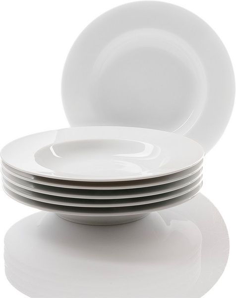 Retsch Arzberg Suppenteller Teller Set, HEIKE WEISS, Teller 23 cm, für 6 Personen, rund, Porzellan, (6 St), für den großen Hunger – 6 tiefe Teller in der größeren Ausführung
