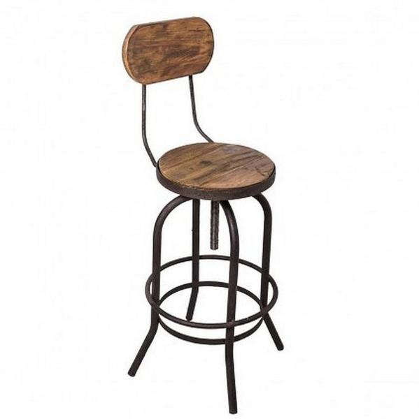 Barhocker Barstuhl Höhe verstellbar Holz Metall Schwarz Factory Antic Line CD842