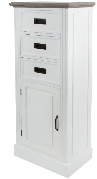 Kommode Rita mit Tür und Schubladen MDF Weiß&Holz