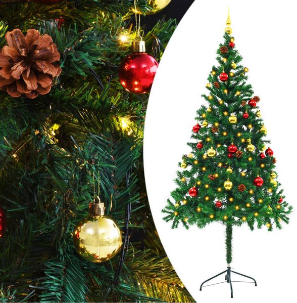 vidaXL Künstlicher Weihnachtsbaum mit Beleuchtung & Kugeln Grün 180 cm 321500