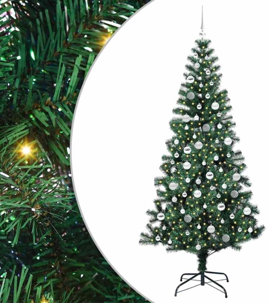 vidaXL Künstlicher vorbeleuchteter Weihnachtsbaum Grün 210 cm 3396780