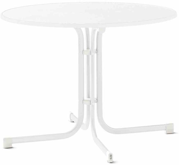 Gartentisch >213395< in weiß, Mecalit-Pro, Stahl - 72x100cm (HxD)