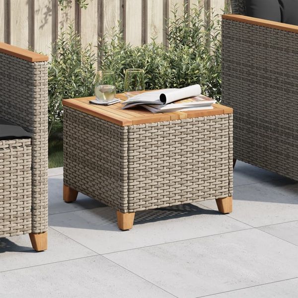 vidaXL Gartentisch Grau 45x45x37 cm Poly Rattan Akazienholz 366326