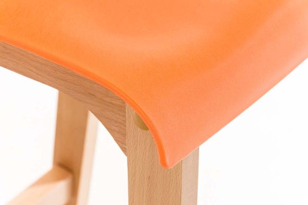 Barhocker 2er Set DELHI - Orange, Holz Barhocker mit Lehne Barstuhl Tresenhocker Tresenstuhl Kneipenhocker Kneipenstuhl Bild 7