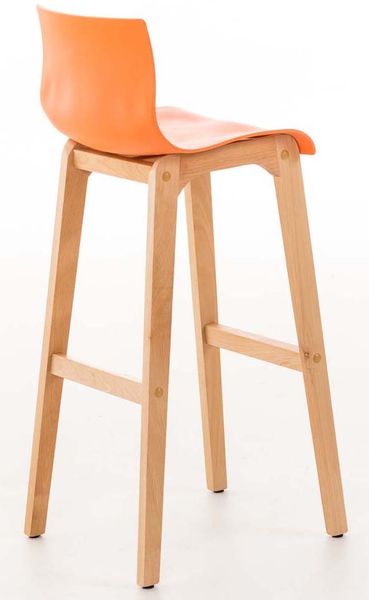 Barhocker 2er Set DELHI - Orange, Holz Barhocker mit Lehne Barstuhl Tresenhocker Tresenstuhl Kneipenhocker Kneipenstuhl Bild 4