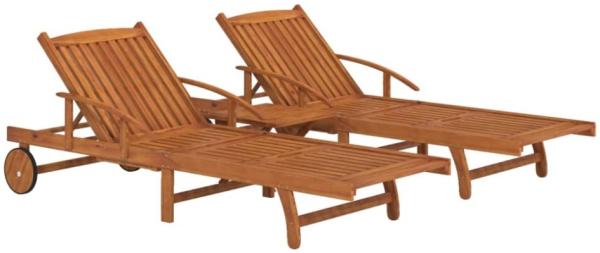 vidaXL Sonnenliegen 2 Stk. mit Tisch Massivholz Akazie 3104966 Bild 6