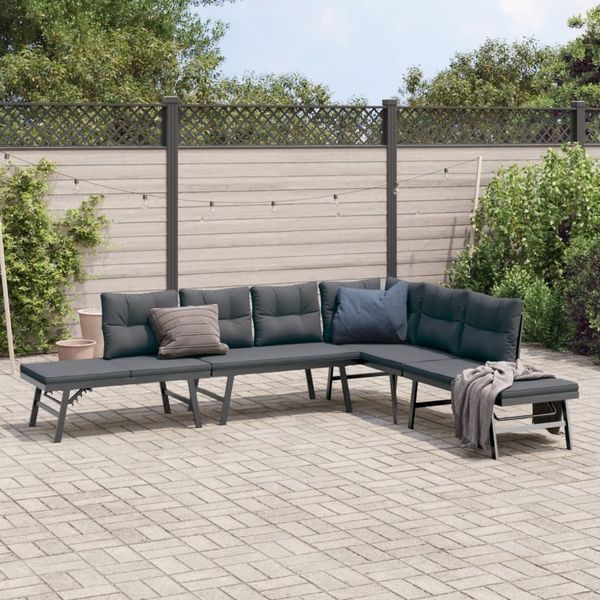 vidaXL Gartenbänke 4 Stk. mit Kissen Schwarz Pulverbeschichteter Stahl 3283721