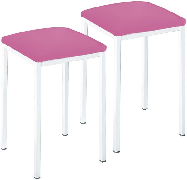 ASTIMESA TACUBL Zwei Küchenhocker, quadratisch, Kunstleder, Rosa, Gestell aus Aluminium, Sitzhöhe: 45 cm