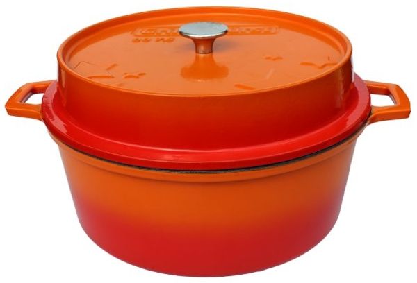 Grillfürst emaillierter Dutch Oven ohne Füsse DO7,5 - orange