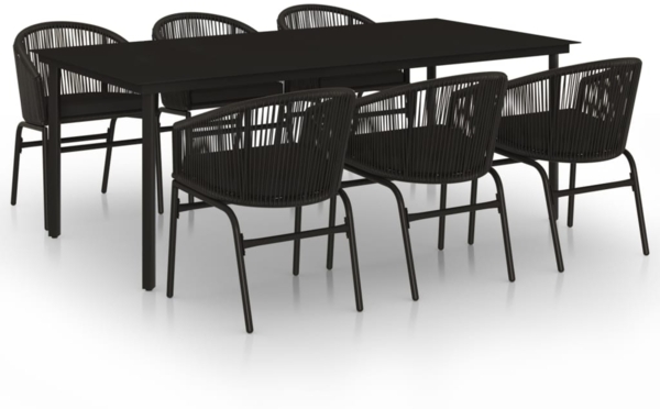 vidaXL 7-tlg. Garten-Essgruppe Schwarz 3099225