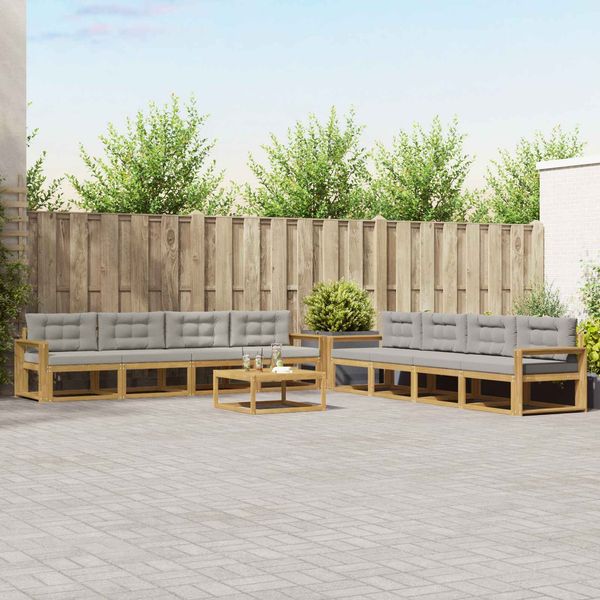 vidaXL Outdoor-Sofagarnitur 9 pcs Weiß und Hellgrau 79 x 79 x 37 cm 3386240