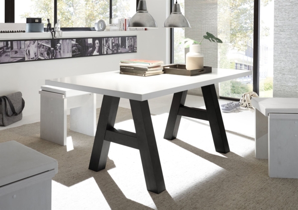 Esszimmertisch Elia 8 140 x 90 x 75 Esstisch Schwarzstahl/Weiß Matt Lack 13318-140 Bild 3