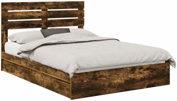 vidaXL Aufbewahrungsbett Geräucherte Eiche 160x200 cm Holzwerkstoff 3411557