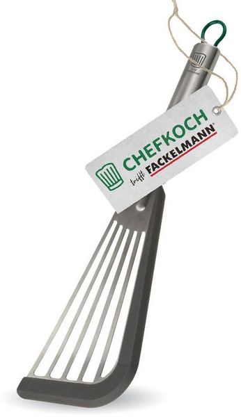 Chefkoch trifft Fackelmann Pfannenwender Flexi-Wender in Grau/Silber – Edelstahl/Silikon Funktionsteil
