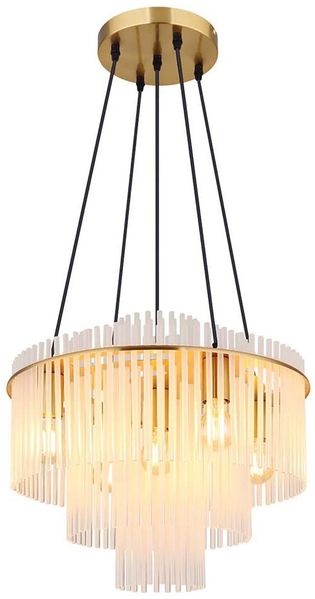 Hängeleuchte, gold, Glasstäbe opal klar, D 50 cm