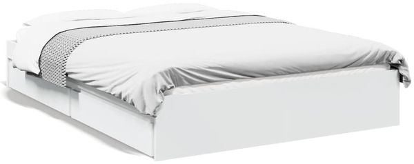 Einzelbettgestell Design für Erwachsene mit Schubladen Weiß 120x190 cm Holzwerkstoff d3783e