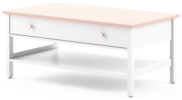 Couchtisch ""Mia"" Beistelltisch 110x60cm weiß rosa mit Schublade