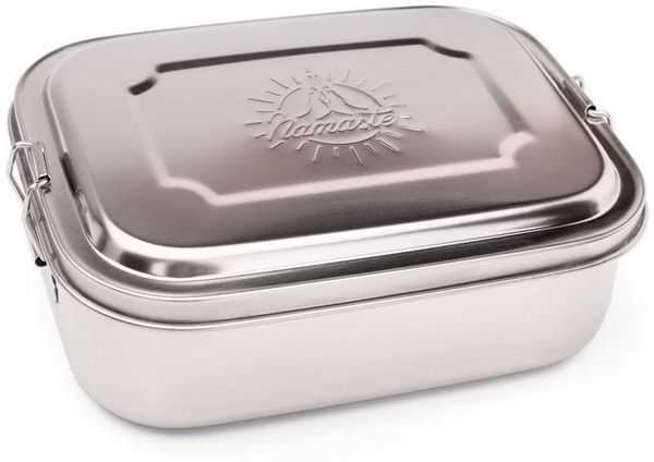 bodhi Lunchbox Lunchbox klein, 2 Fächer, Namaste Gravur, ca. 17x13,2x6,5cm, Edelstahl