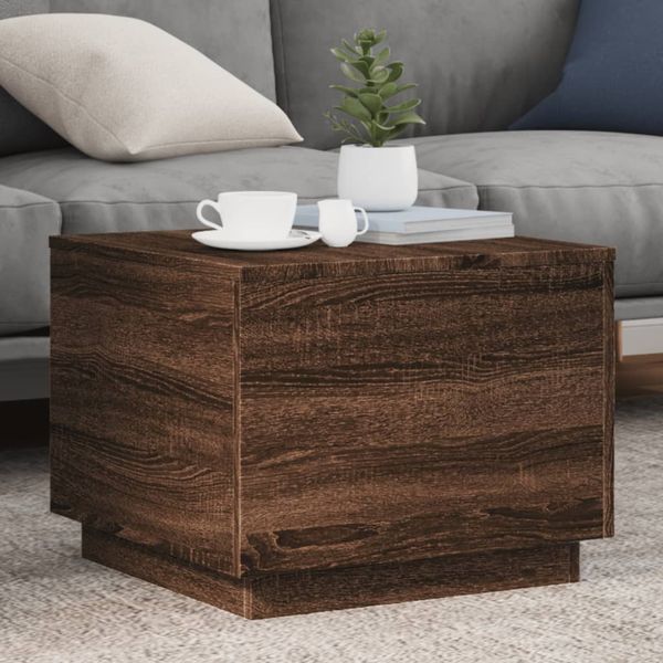 vidaXL Couchtisch mit LED-Leuchten Braun Eichen-Optik 50x50x40 cm 839874