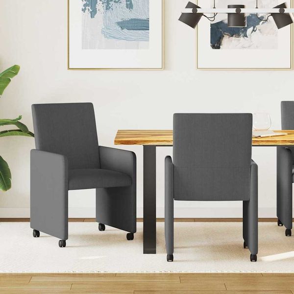 vidaXL Esszimmerstühle mit Rollen 2 pcs Dunkelgrau 57 x 66 x 94 cm 42017802