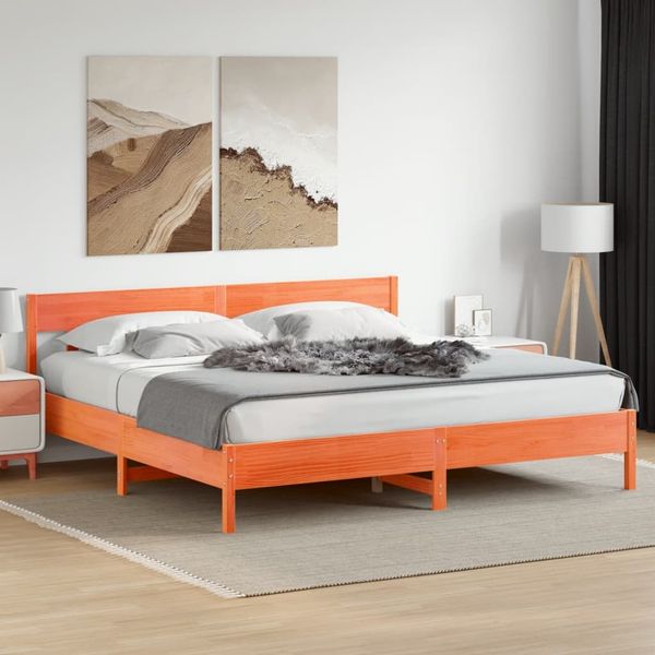 vidaXL Massivholzbett ohne Matratze Wachsbraun 180x200 Kiefernholz 3216205