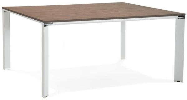 Kadima Design Schreibtisch quadratisch zeitgemäß | 160x160 cm | Chrom-Design | xxl Arbeitsplatz | Braun-Weiß