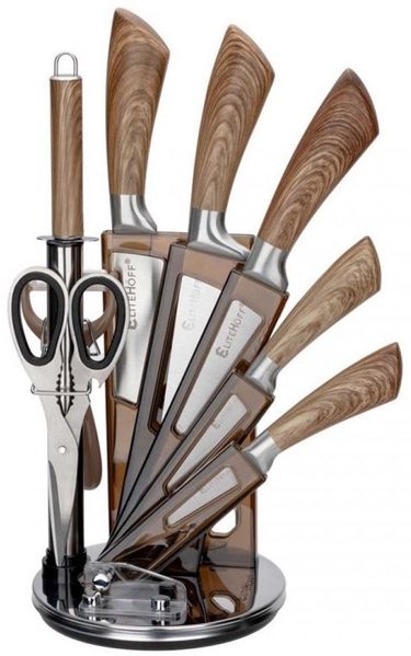 Elitehoff Elitehoff 9-teiliges Küchenmesserset im Ständer mit Schärfer und Schere E6265