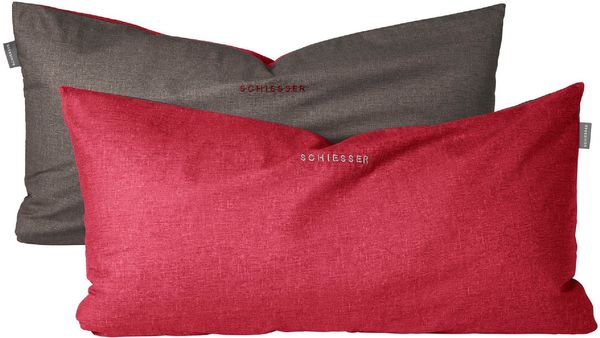 Schiesser Kissenhüllen, 2 Stück, Wendeoptik, Made in Green, Baumwolle in Renforcé-Qualität, 40x80 cm, Rot