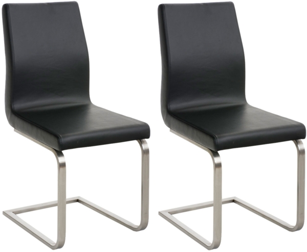 CLP 2er Set Esszimmerstühle Belfort mit robustem Edelstahlgestell,schwarz