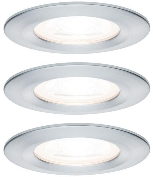 Paulmann No. 93444 LED Einbauleuchte Nova rund 6,5W GU10 Alu 3er-Set starr IP44