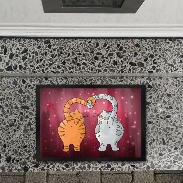 speecheese Fußmatte Katzen Fußmatte in Rot Katze Katzer Freundschaft Liebe Zuhause
