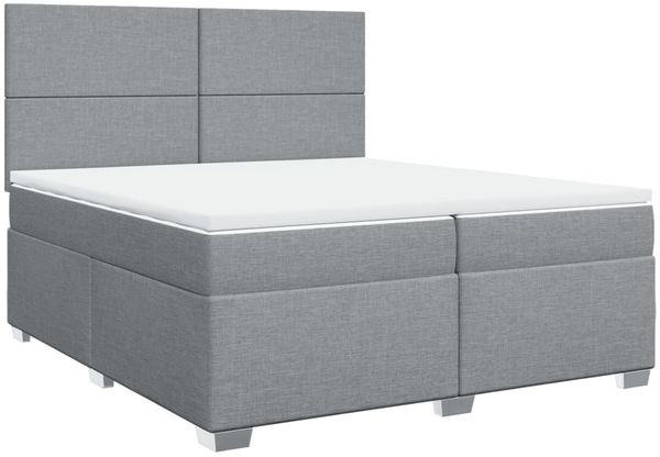 vidaXL Boxspringbett mit Matratze Hellgrau 200x200 cm Stoff 3292888 Bild 3